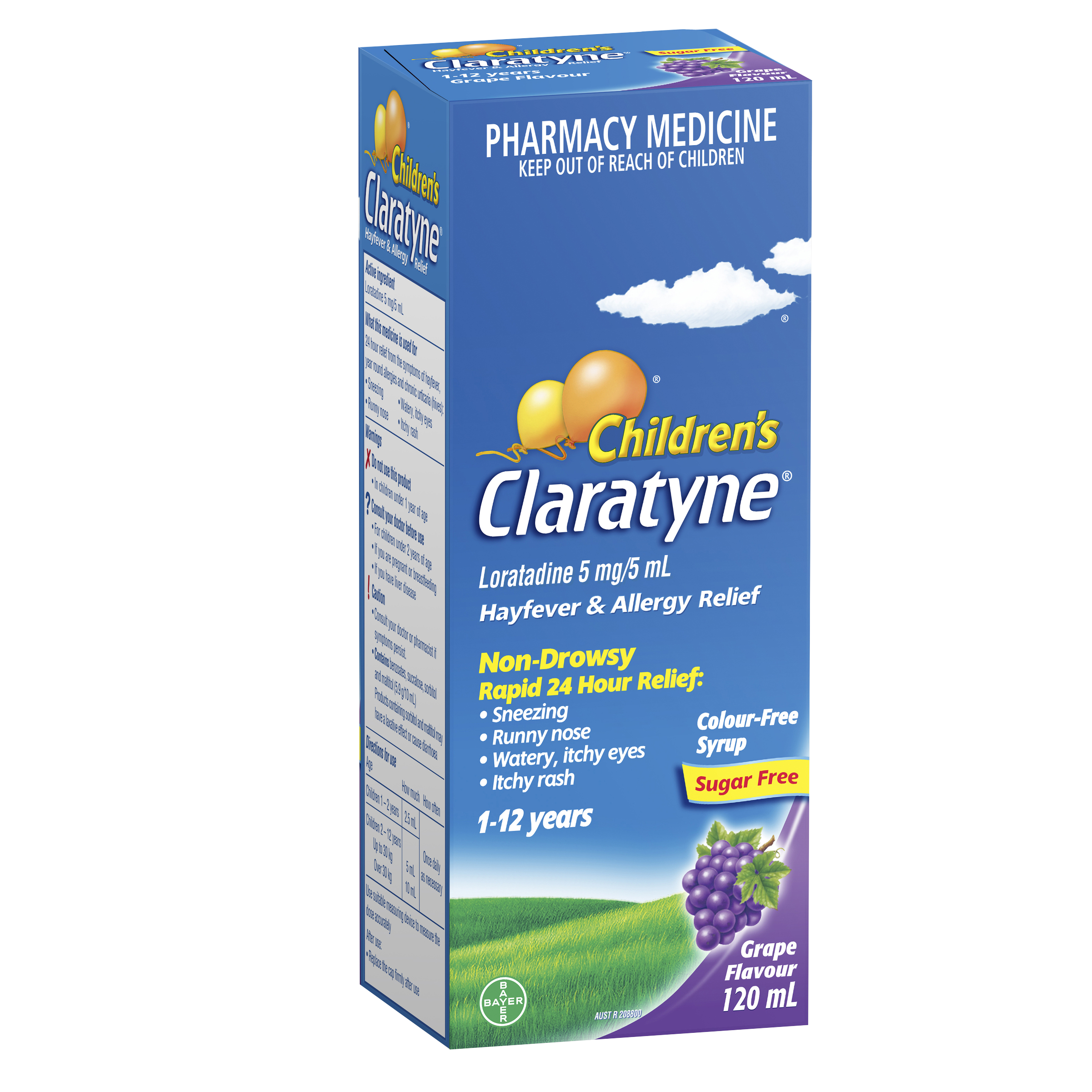 CLARATYNE CHILDRENS SYRUP GRAPE 120ML