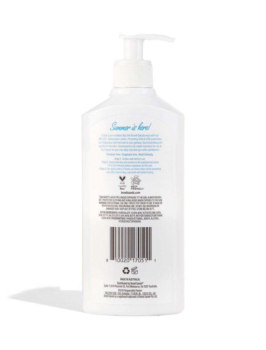 Bondi Sands SPF 50+ Fragrance Free Sunscreen Lotion 500mL Pump