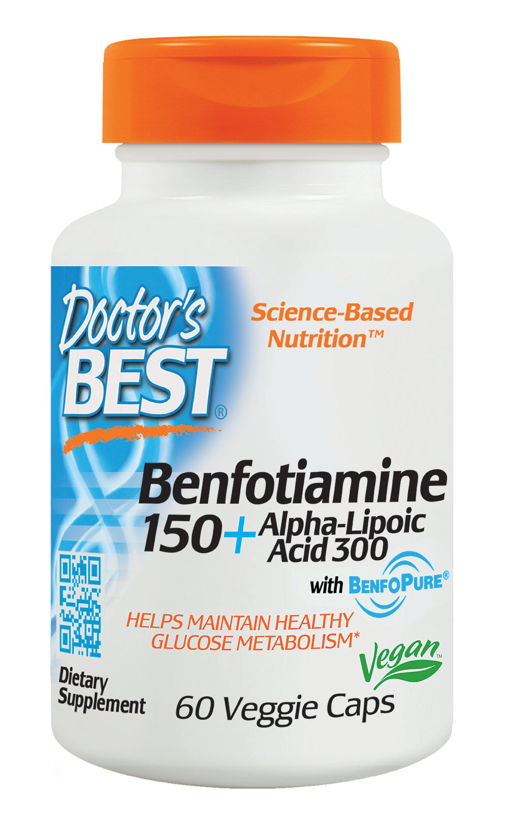 Doctor's Best Benfotiamine 150 + AlphaLipoic Acid 300 with BenfoPure 60 Veggie Caps