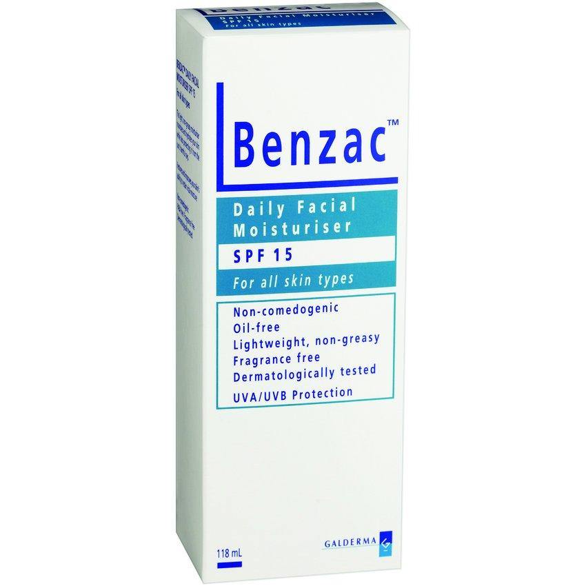 Benzac Daily Facial Mosituriser For All Skin Types UVA and UVB 118ml