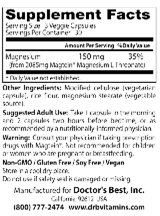 Doctor's Best Brain Magnesium with Magtein (75mg) 90 Veggie Caps