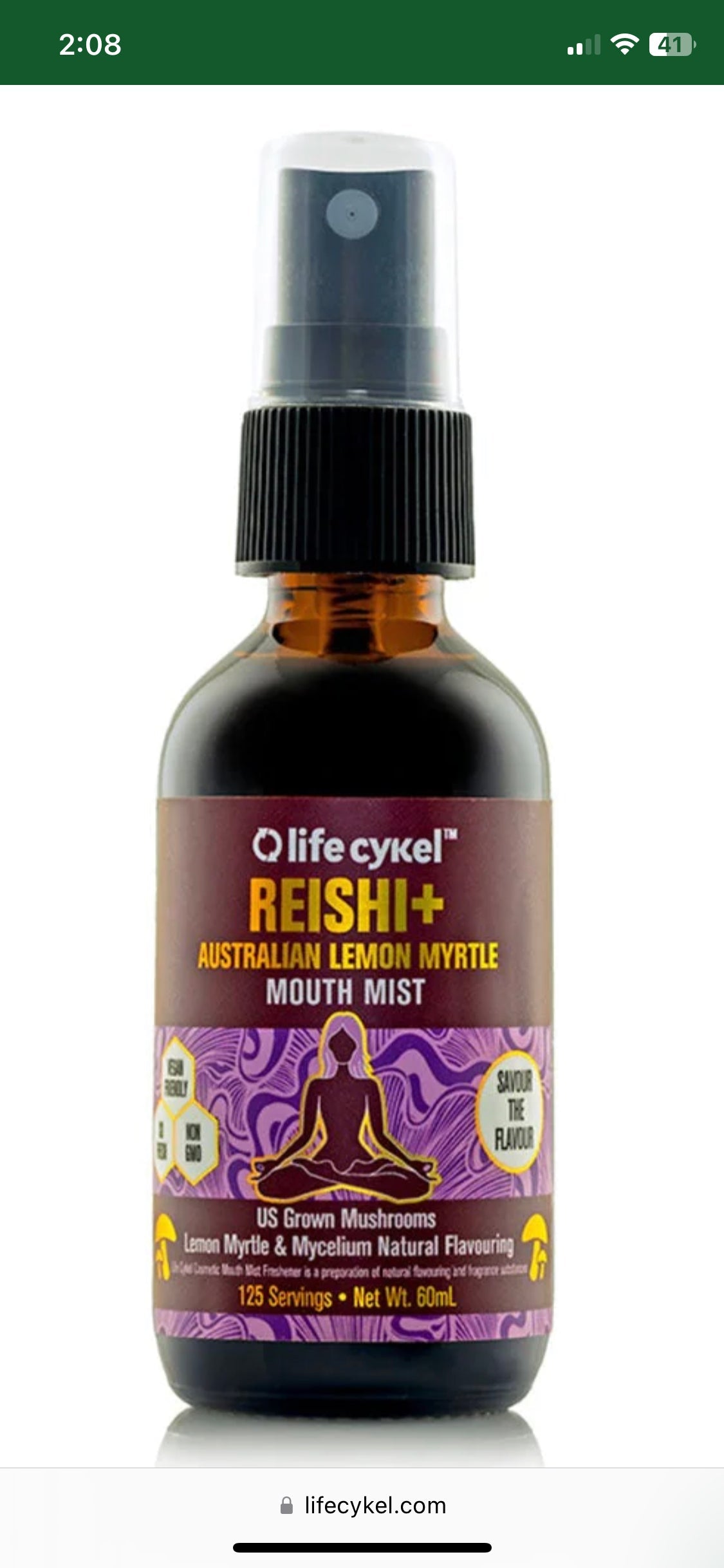 life cyKel Reishi and Lemon Myrtle Mouth Mist 60ml