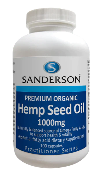Sanderson Premium Organic Hemp Seed Oil 1000mg 100 capsules