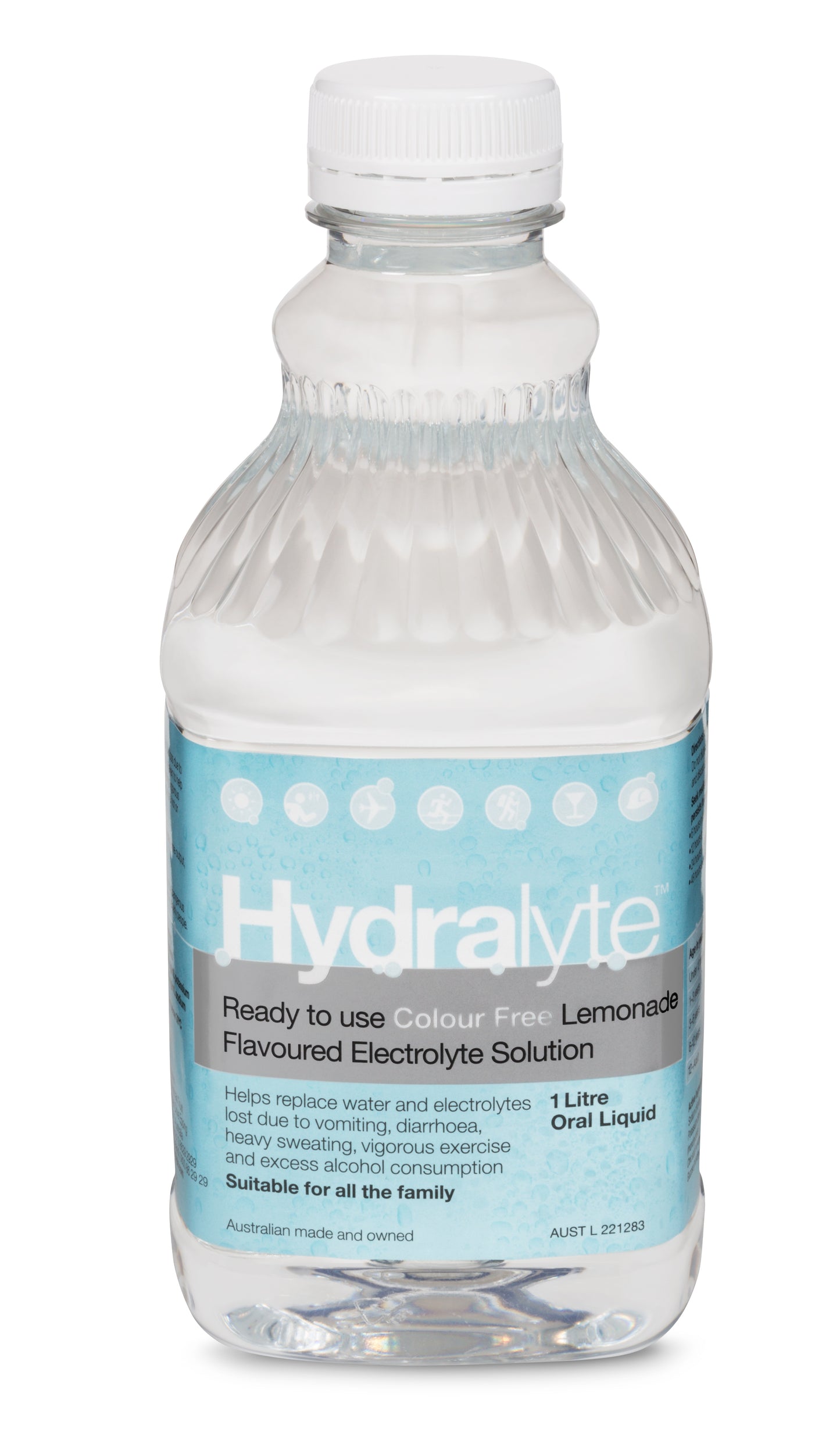 Hydralyte Ready to Drink colour free Lemonade Electrolyte Solution 1 litre