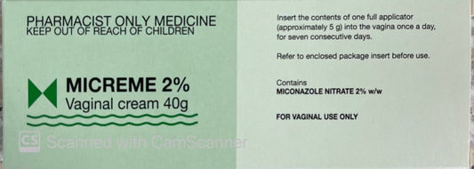 Micreme Vaginal Cream 2% 40g Pharmacist Only Medicine Qty 1 Restriction