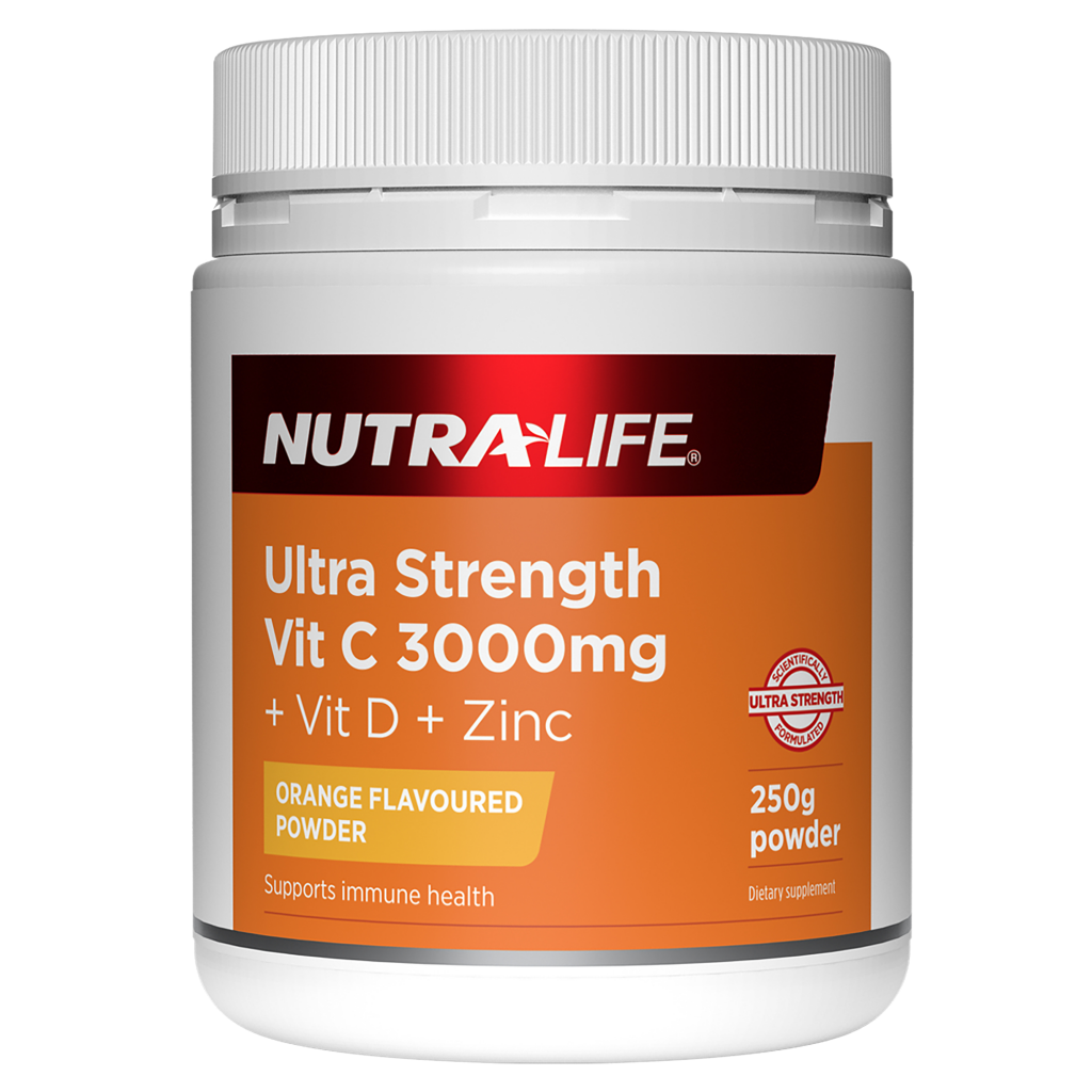 Nutralife ULTRA STRENGTH VIT C 3000mg + VIT D + Zinc 250 gm Powder