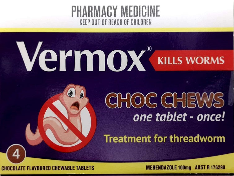 Vermox Choc Chews 4 tablets