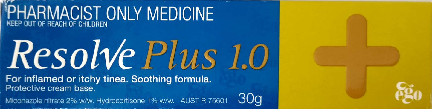 Resolve Plus 1.0 Anti-fungal & Anti-inflammatory Cream 30g - Pharmacist Only Medicine