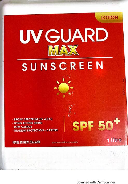 UV Guard Max SPF50+ Sunscreen Lotion 1 LITRE