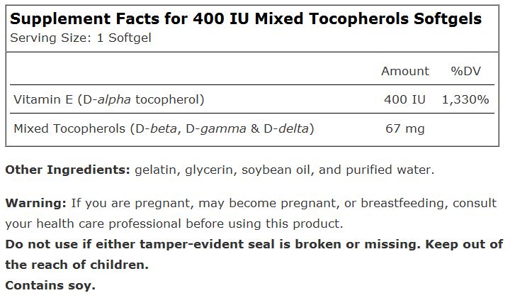 Source Naturals Vitamin E 400 IU 50 Softgels