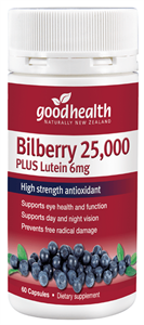Good Health Bilberry 25,000mg Plus Lutein 6mg 60 Caps