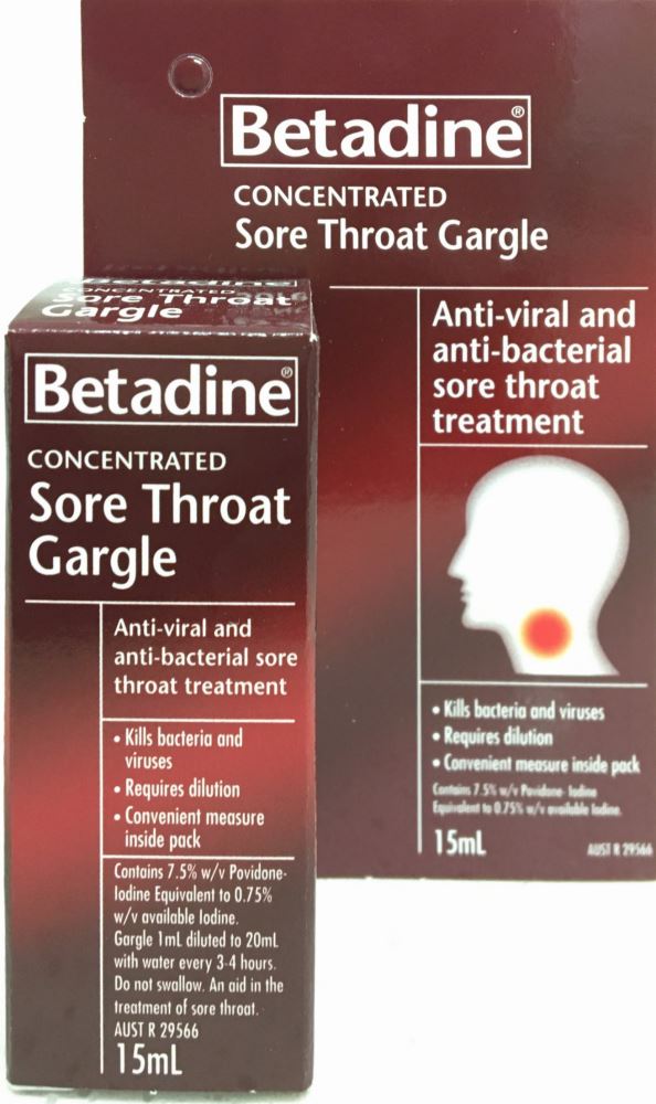 Betadine Concentrated Sore Throat Gargle 15 ml - Pakuranga Pharmacy