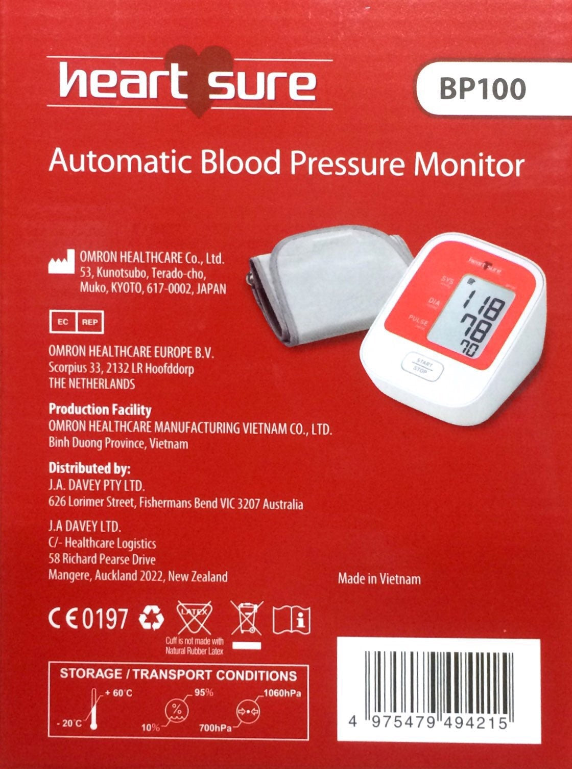 Omron Heartsure Blood Pressure Monitor BP100