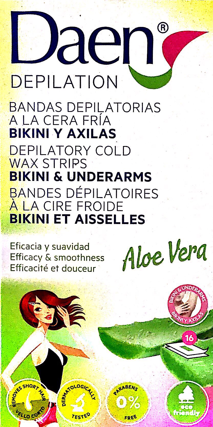 Daen Depilation Aloe Vera Bikini and underarm wax Strips 16 - Pakuranga Pharmacy