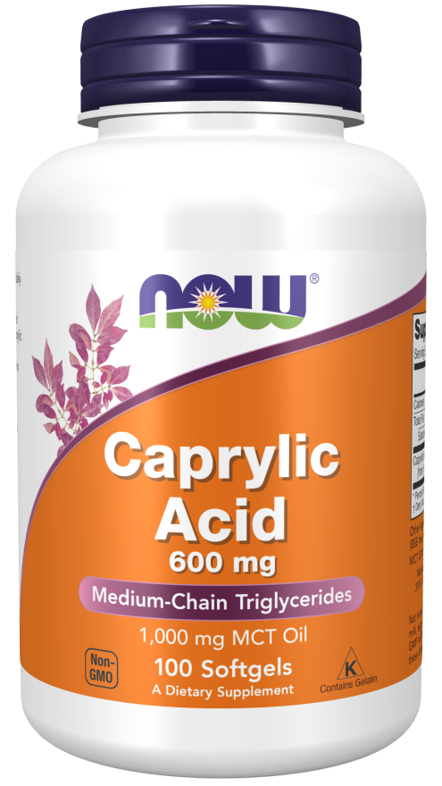 now Caprylic Acid 600mg 100 softgels