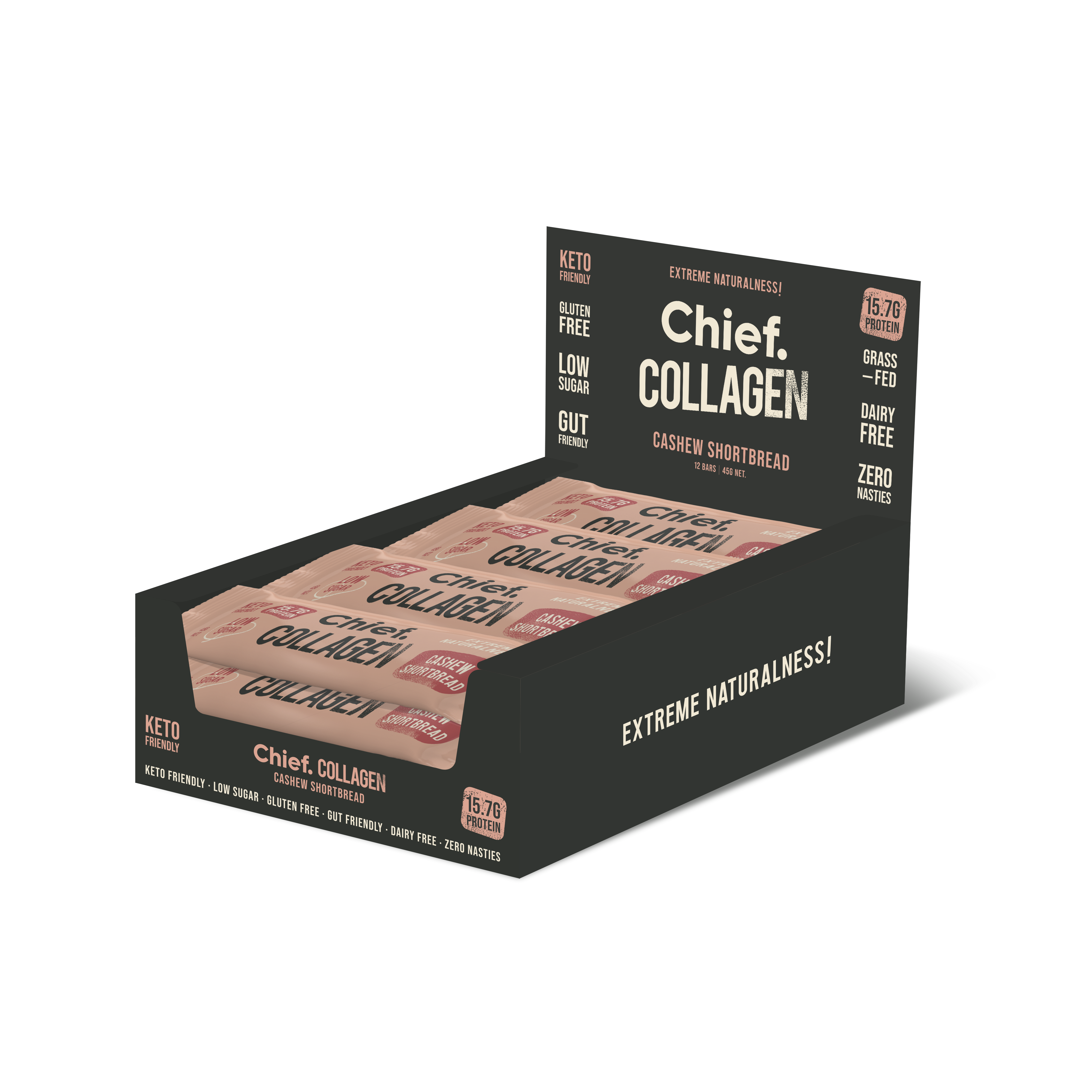 Chief Collagen Protein Bar  Cashew Shortbread 12 bars