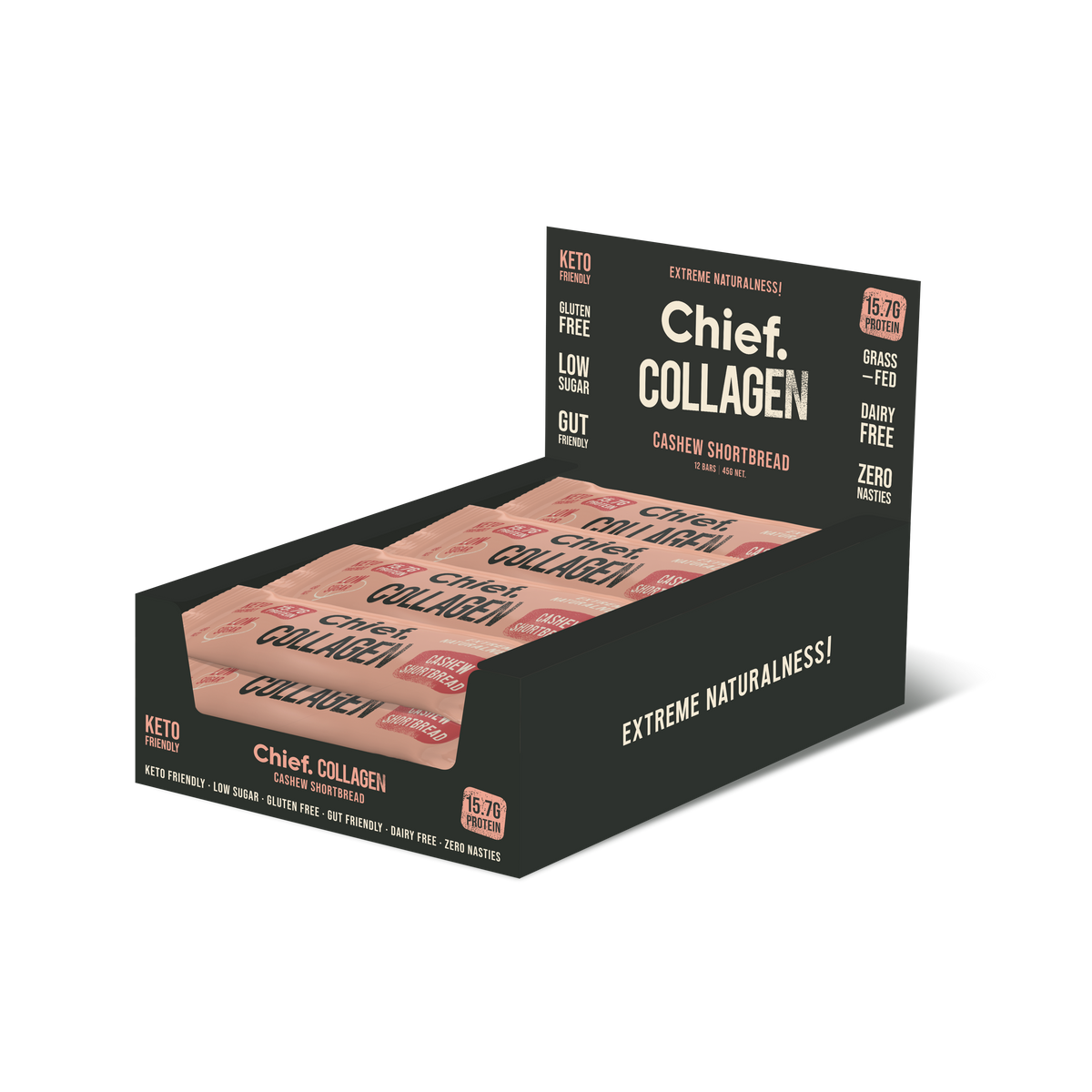 Chief Collagen Protein Bar  Cashew Shortbread 12 bars