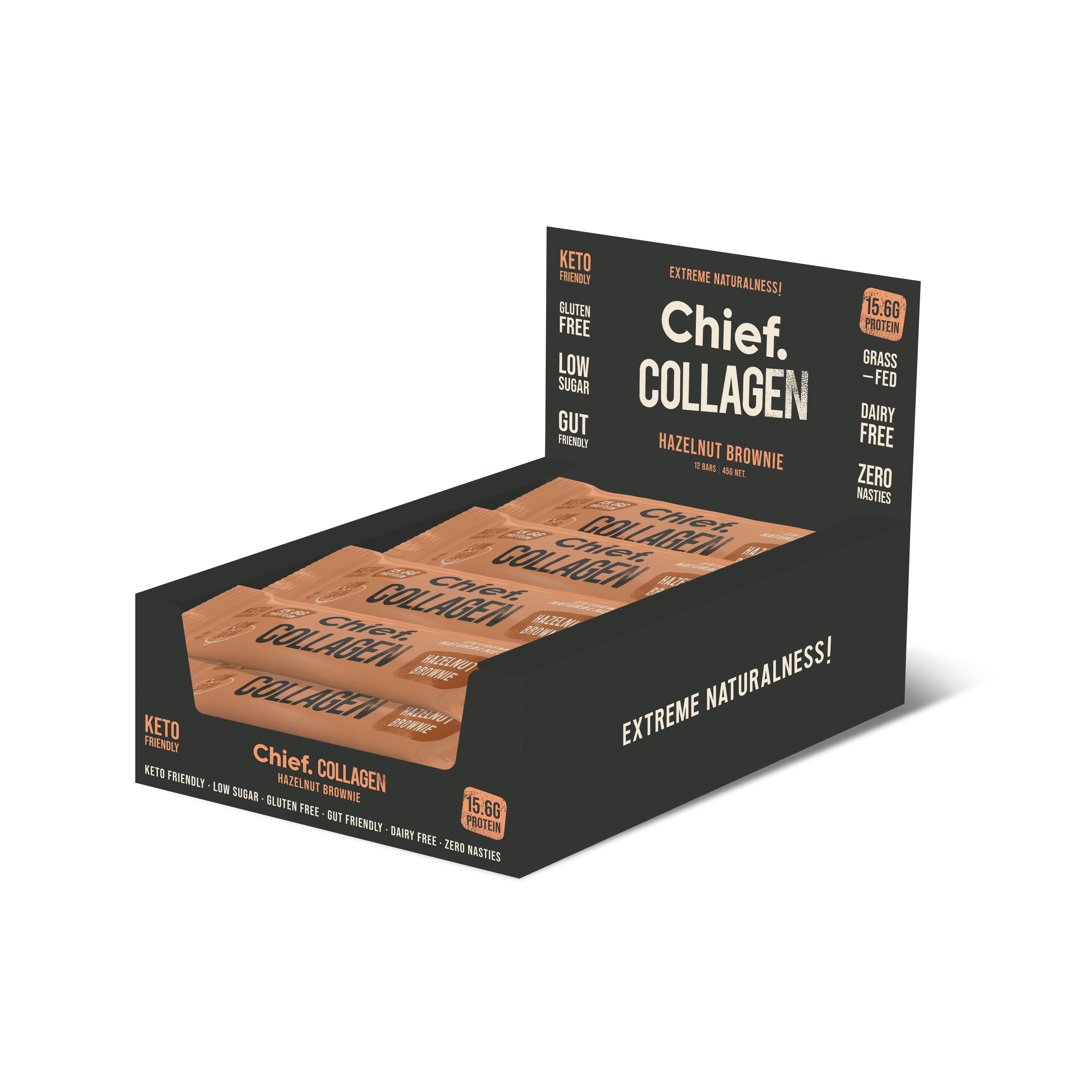 Chief Collagen Protein Bar Hazelnut Brownie 12 bars