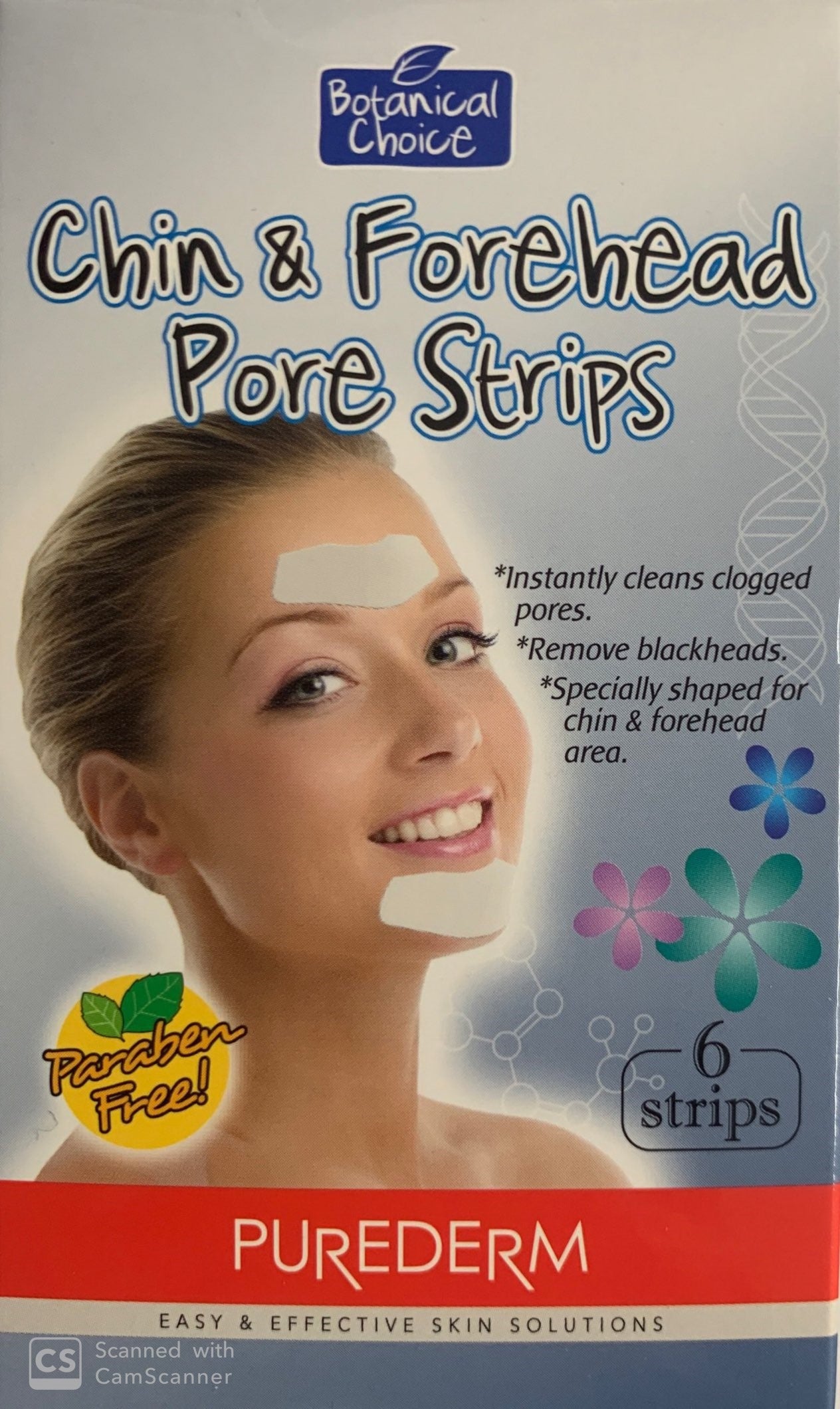 Purederm Botanical Choice Chin & Forehead Pore Strips - Paraben Free 6 Strips