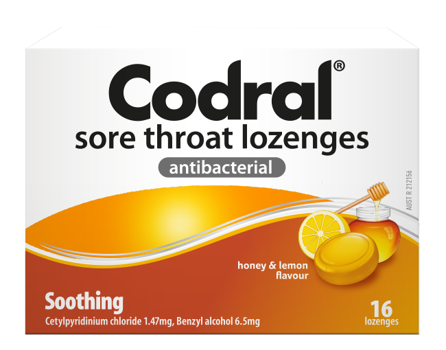 CODRAL Sore Throat Lozenges Honey & Lemon 16 Lozenges (2 Pack) - Pakuranga Pharmacy