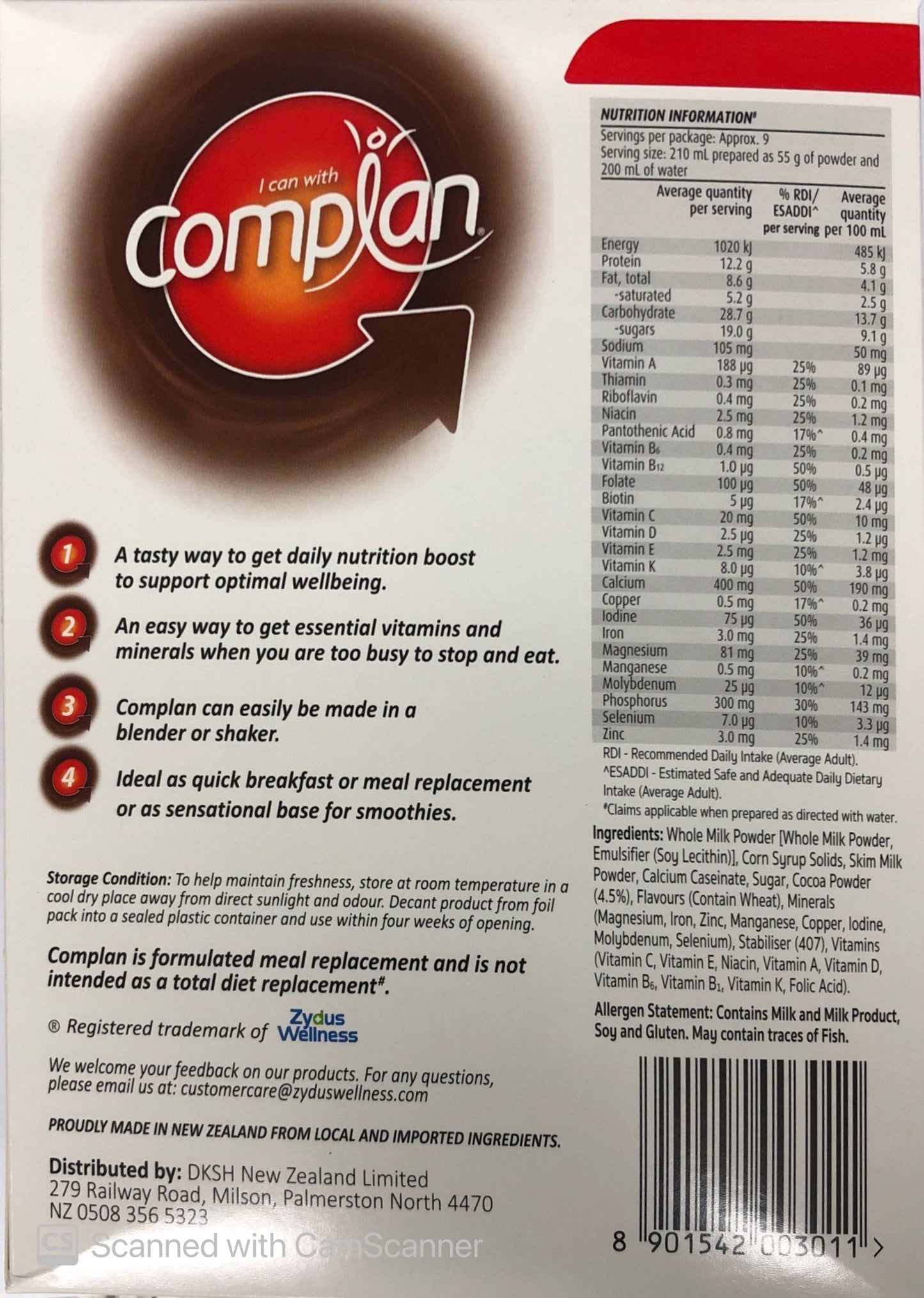 Complan Chocolate Flavour 23 Essential Vitamins and Minerals 500gm