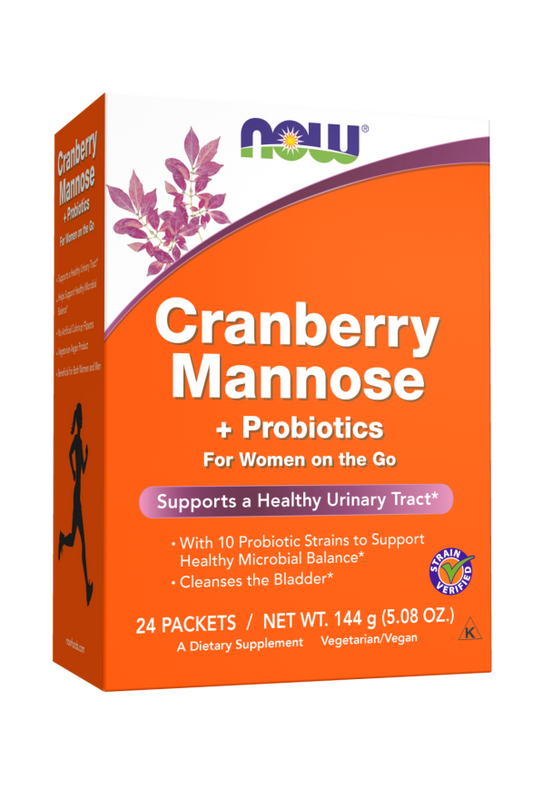 now Cranberry Mannose + Probiotics Packets 144 gm