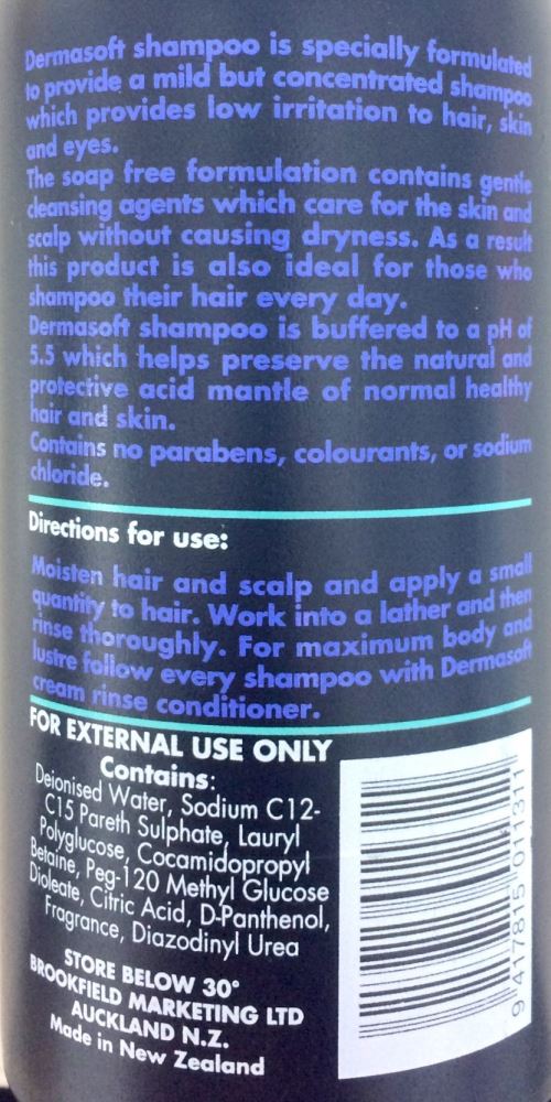 Dermasoft Moisturising Shampoo (Low Allergy Soap Free Formula) 375ml - Pakuranga Pharmacy