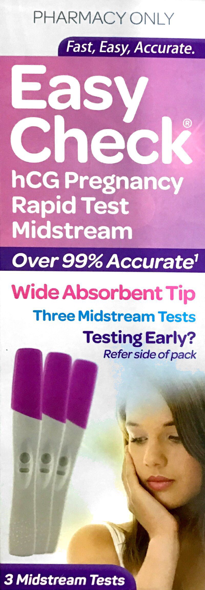Easycheck Pregnancy Rapid Test midstream- 3 Midstream tests - Pakuranga Pharmacy