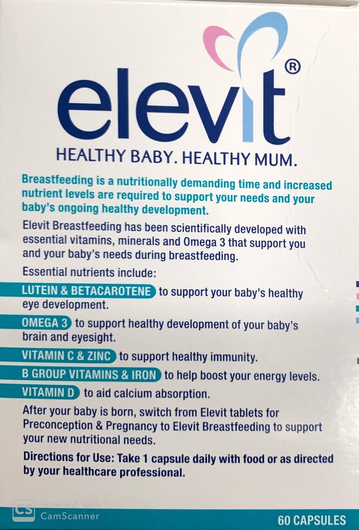Elevit Breastfeeding 60 Capsules - Pakuranga Pharmacy