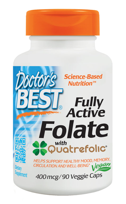 Doctor's Best Fully Active Folate with Quatrefolic (400mcg) 90 Veggie Caps