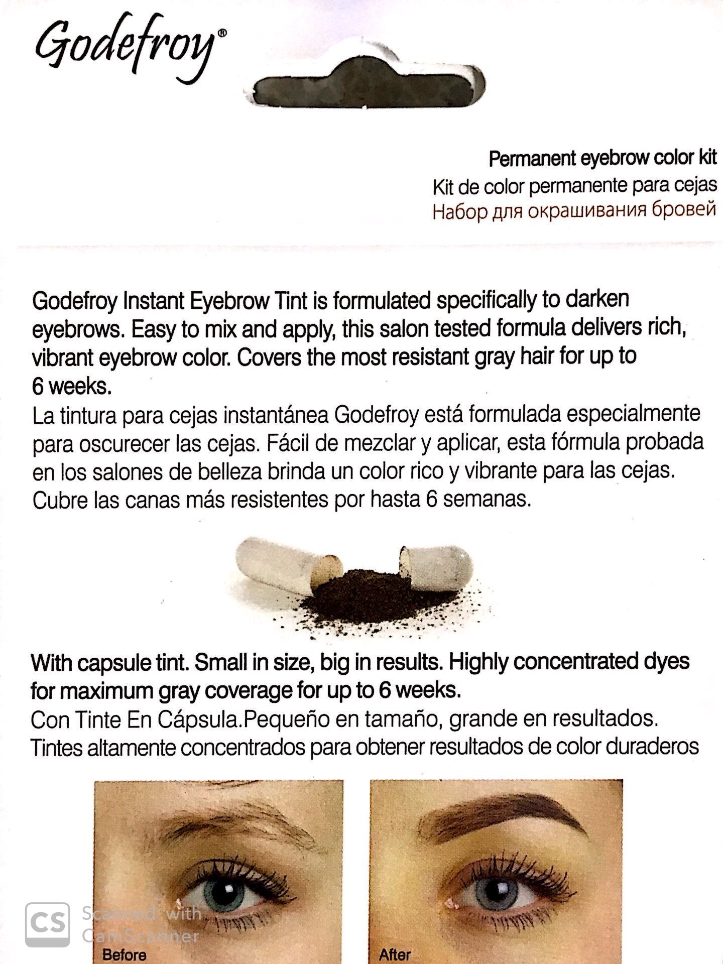 Godefroy Instant Eye Brow Tint Kit 6 Weeks Light Brown