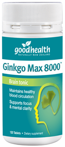 Good Health Ginkgo Max 8000 Tablets 120 - Pakuranga Pharmacy