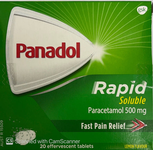 Panadol Rapid Soluble Paracetamol 500mg 20 tablets