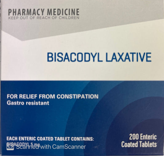 Bisacodyl Laxative Tablets For Constipation 5mg 200 Tablets - Pharmacy Medicine Qty restriction (2) applies