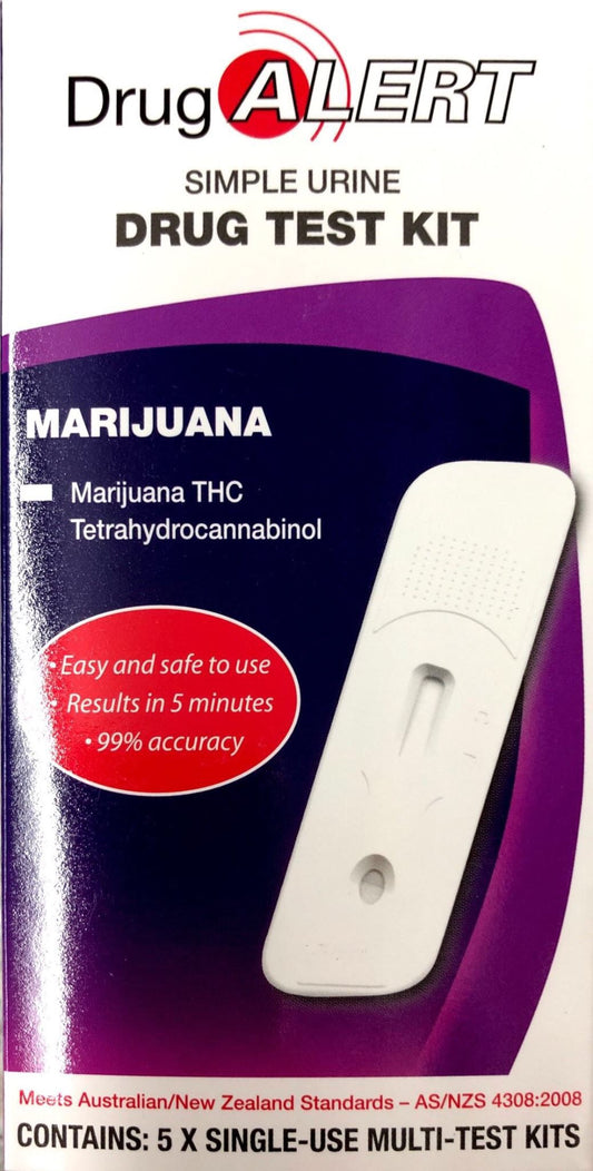 Drug Alert Urine 5 Test kit for Marijuana THC Tetrahydrocannabinol - Pakuranga Pharmacy
