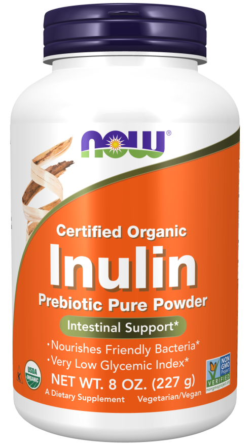 now Inulin Prebiotic Pure FOS Powder, USDA Organic 227 gm