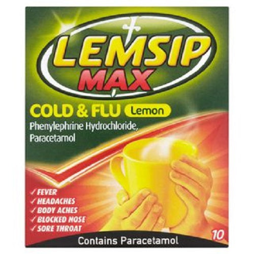 Lemsip Max Cold&Flu Hot drink lemon 10 sachets - Pakuranga Pharmacy