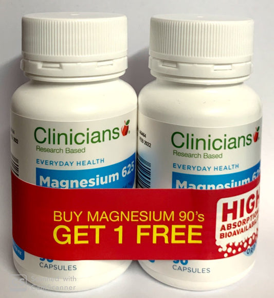Clinicians Magnesium 625 (90+90)  Capsules-Buy One Get One Free - Pakuranga Pharmacy
