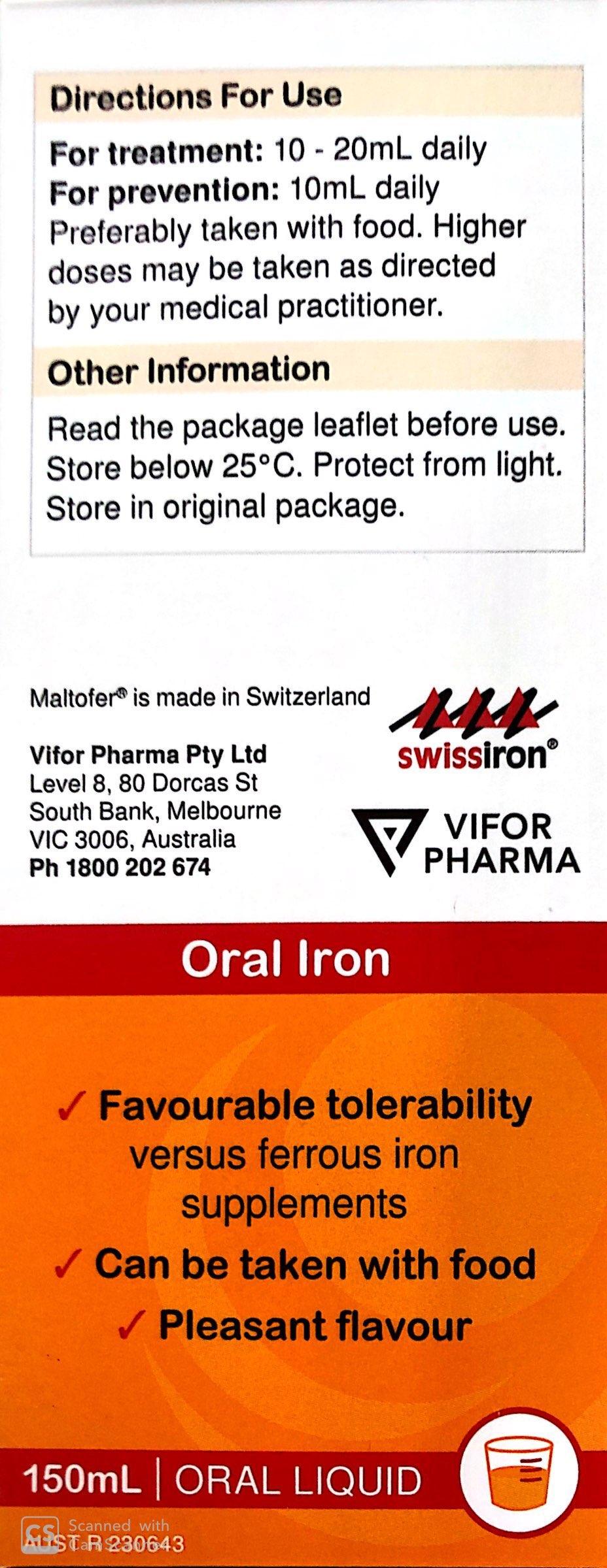 Maltofer Syrup 150 ml Iron Polymaltose for iron deficiency