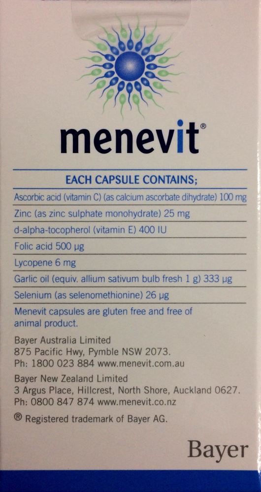 Menevit Male Fertility Supplement 30 capsules - Pakuranga Pharmacy