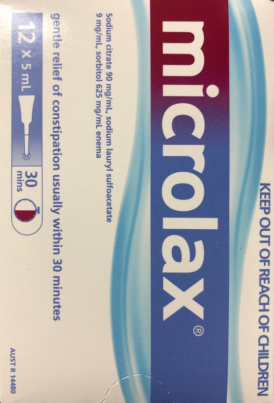Microlax Enemas 12 of 5ml pack - Pakuranga Pharmacy