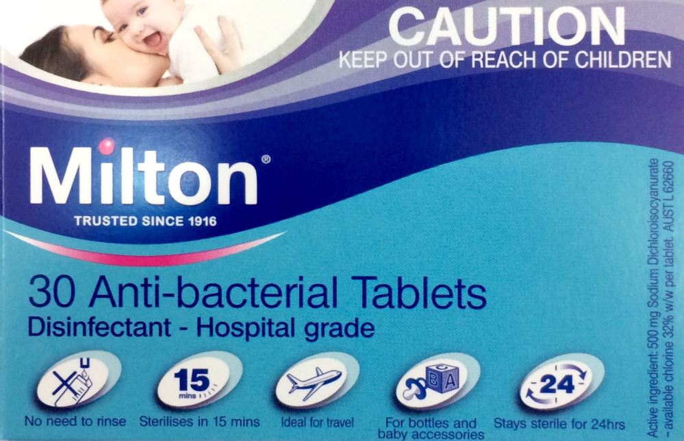 Milton anti bacterial tablets 30 (Pack of 2) - Pakuranga Pharmacy