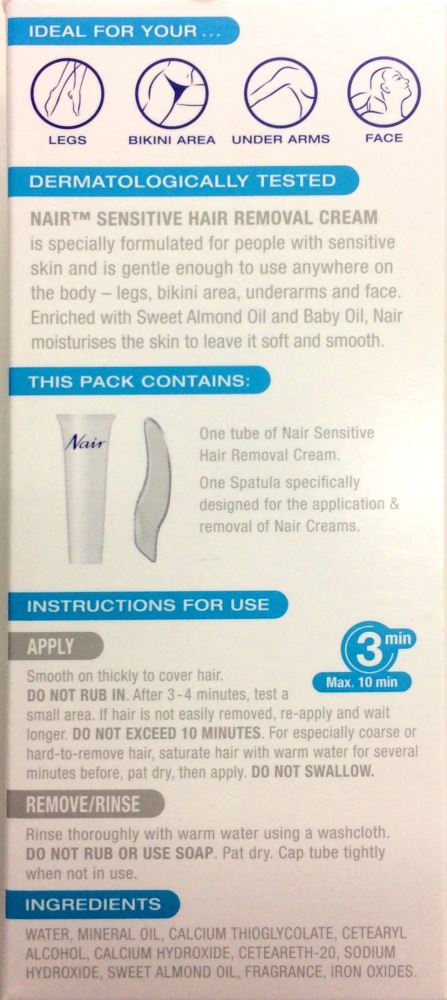 Nair Sensitive Hair Removal Cream 75g - Pakuranga Pharmacy