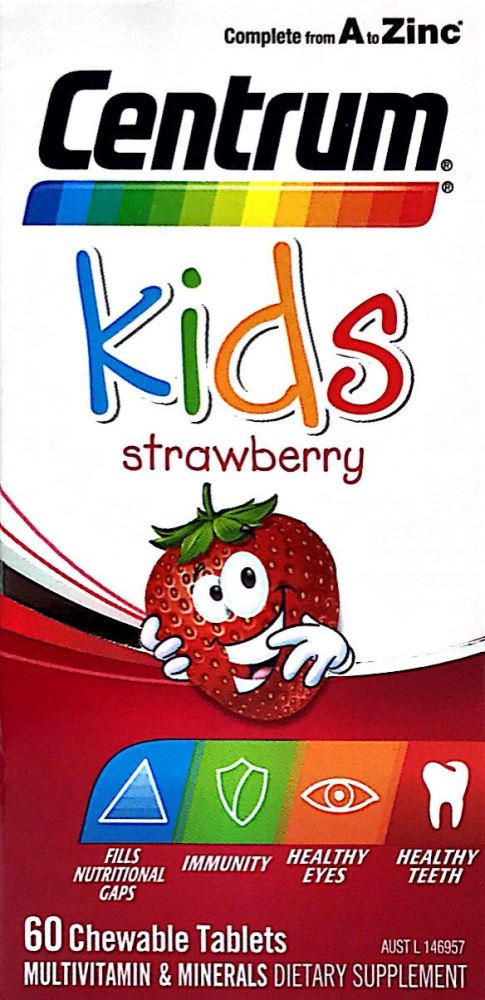 Centrum For Kids Strawberry 60 Chewable Tablets - Pakuranga Pharmacy