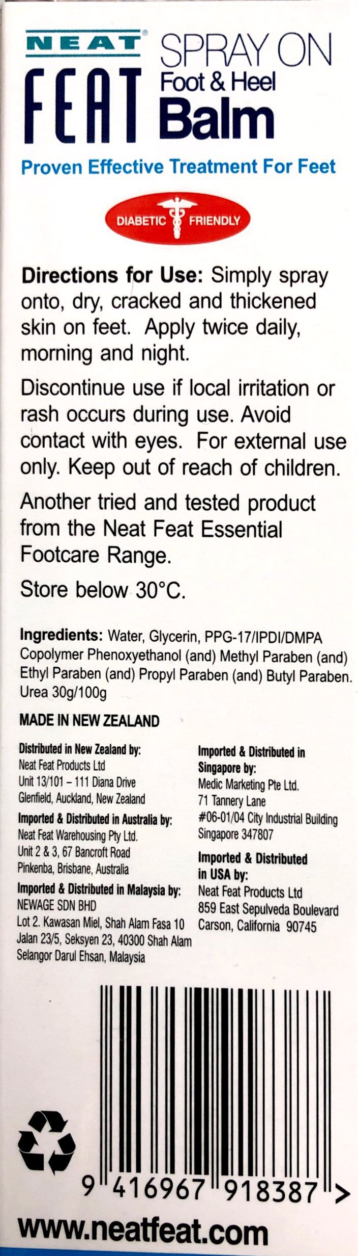 Neat Feat Foot and Heel Balm Spray For Dry Cracked Heels &amp; Feet 125ml