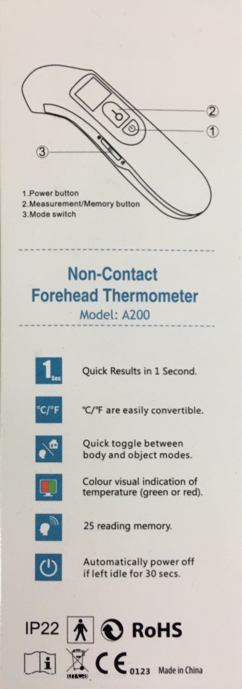 Aeon No Touch Infrared Forehead Thermometer By OMRON Distributor