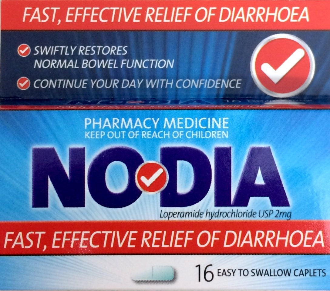 NODIA Loperamide Hydrochloride 2mg 16 Caplets (2 Pack) - Pakuranga Pharmacy