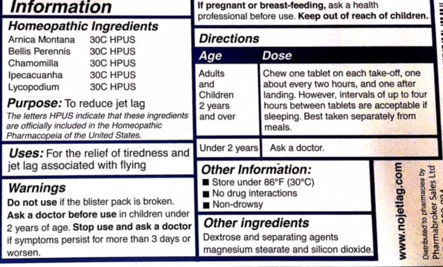 No-Jet-Lag Homeopathic Jet Lag Prevention 32 Tablets