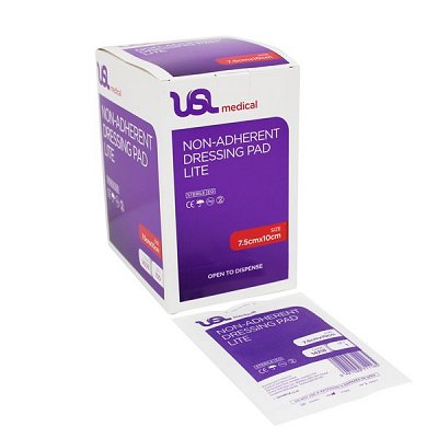 USL Non adherent Lite Pads 7.5X10cm 100