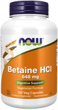 now Betaine HCl 648 mg 120 Veg Capsules